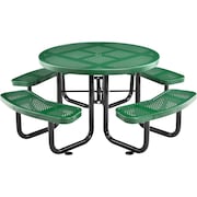 GLOBAL INDUSTRIAL 46 Round Perforated Metal Outdoor Picnic Table, 84W x 84D Overall, Green 262078GN